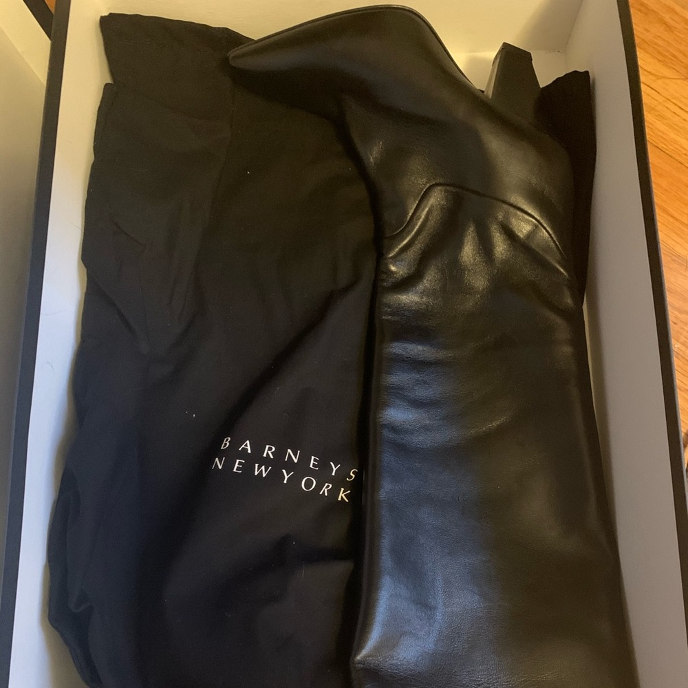 Barneys New York Leather Slouchy knee boots.